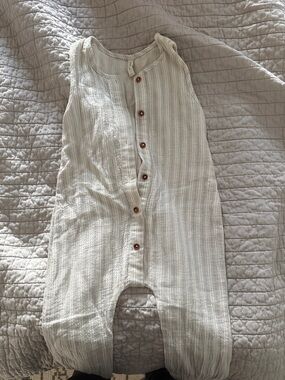 Quincy Mae Cream Striped Sleeveless One-Piece Romper